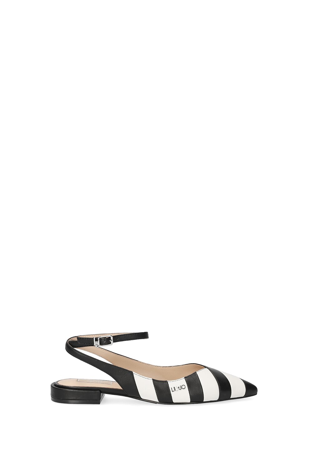 Liu Jo, Pantofi slingback de piele cu varf ascutit si aplicatie logo