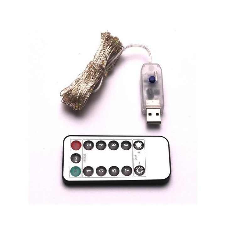 IRIS 4615974 8 programos 10m/távirányítós/több színű/100db LED-es/USB-s fénydekoráció