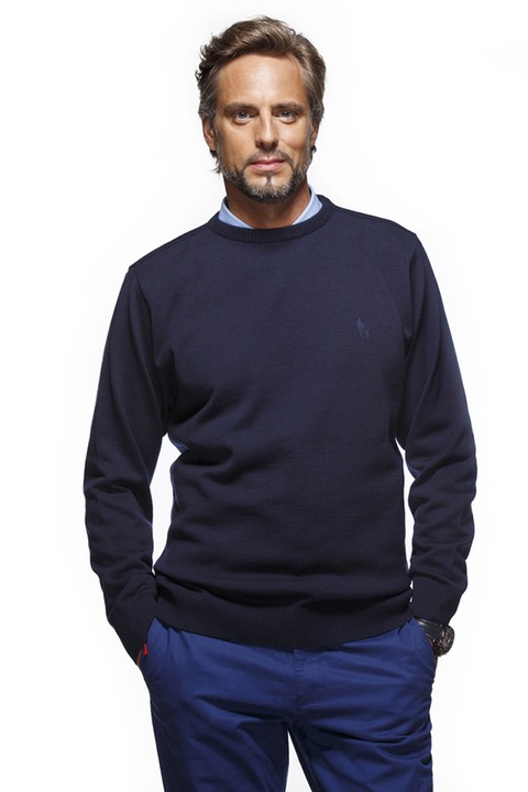 Мъжки пуловер SWISIZE, 100% вълна, Индиговосин, S