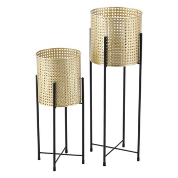 Suport plante 2 bucati ABMM-2154, en.casa, metal, negru/auriu, masuri diferite Suport plante 2 bucati ABMM-2154, en.casa, metal, negru/auriu, masuri diferite