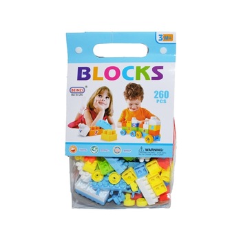 Set cuburi de construit, 260 piese, Multicolor, 3 ani + Set cuburi de construit, 260 piese, Multicolor, 3 ani +