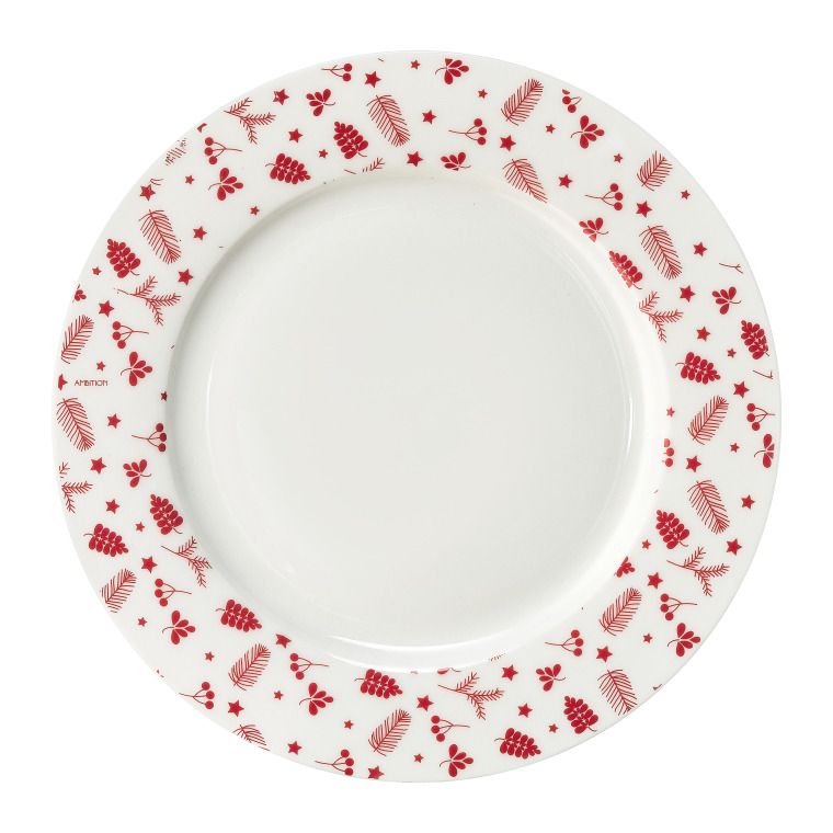 Farfurie desert Ambition 19cm puncte rosii Pine red