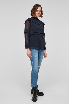 s.Oliver, Bluza de sifon cu maneci transparente, Bleumarin inchis s.Oliver, Bluza de sifon cu maneci transparente, Bleumarin inchis