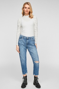 s.Oliver, Bluza cu aspect striat, Alb prafuit s.Oliver, Bluza cu aspect striat, Alb prafuit