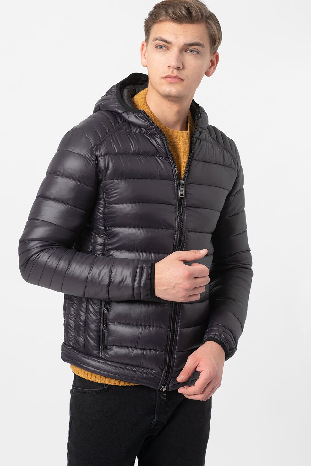 Geographical Norway, Geaca matlasata cu gluga Abou, Gri inchis