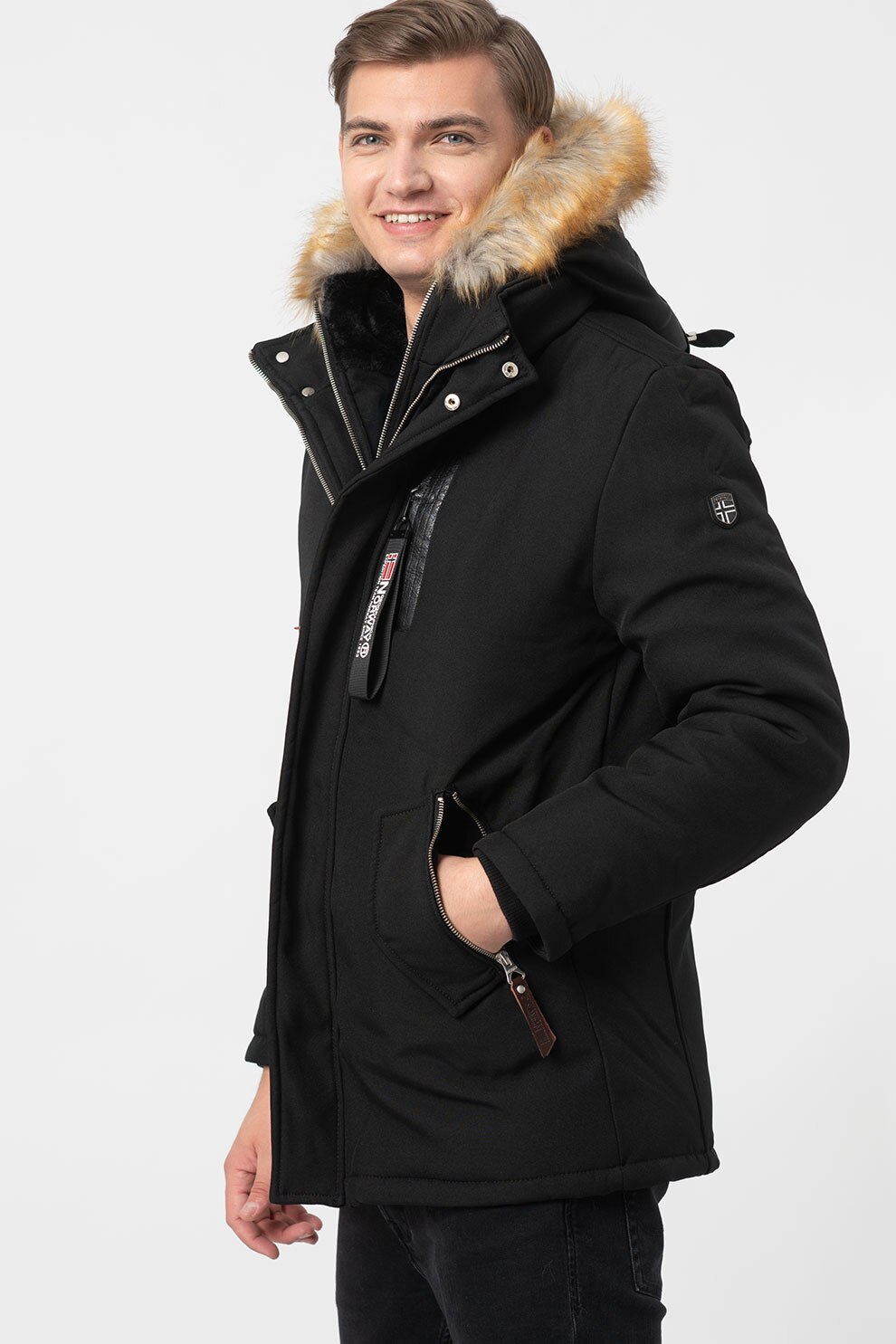 Geographical Norway, Alexis kapucnis télikabát műszőrme szegéllyel, Fekete,  M - eMAG.hu