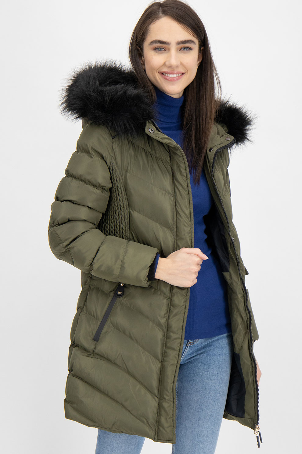 Geographical Norway, Geaca lunga cu aspect matlasat Augustine, Verde militar/Negru