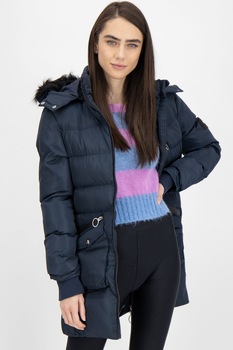 Geographical Norway, Geaca cu detalii de blana sintetica Camomille, Bleumarin, 2XL Geographical Norway, Geaca cu detalii de blana sintetica Camomille, Bleumarin, 2XL