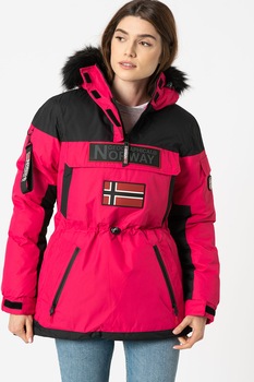 Geographical Norway, Geaca cu gluga si vatelina fara inchidere Bruna, Roz fucsia/Negru Geographical Norway, Geaca cu gluga si vatelina fara inchidere Bruna, Roz fucsia/Negru
