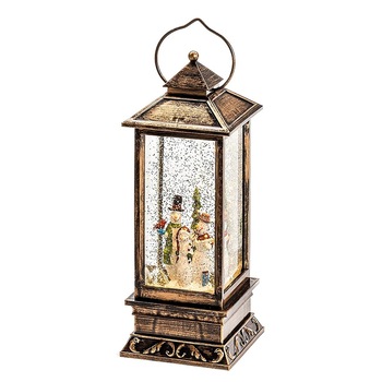 Felinar muzical Craciun LED Snowy 29cm maro/auriu vintage Felinar muzical Craciun LED Snowy 29cm maro/auriu vintage