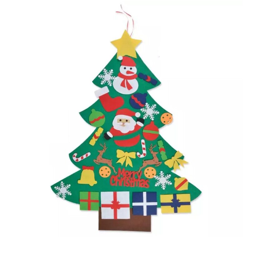 Brad decorativ luminos, QunSen, fetru, multicolor, 92 x 70 x 3 mm