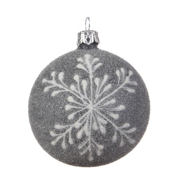 Glob de Craciun - Kaemingk, Big Snowflake, Gri, Sticla Glob de Craciun - Kaemingk, Big Snowflake, Gri, Sticla