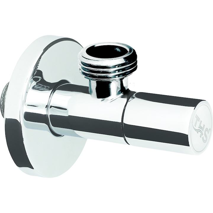 Robinet de inchidere THS Thermostyle TOP argintiu, unghi 1/2" x 3/4"