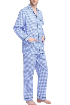 Pijama Barbat Clasica, Alb/Albastru Pijama Barbat Clasica, Alb/Albastru