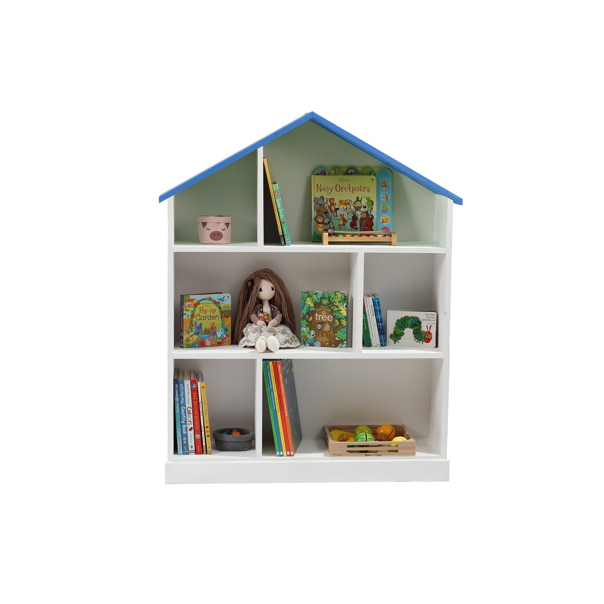 Casuta biblioteca din lemn BookHouse, Azure, 130 x 96 x 30 cm