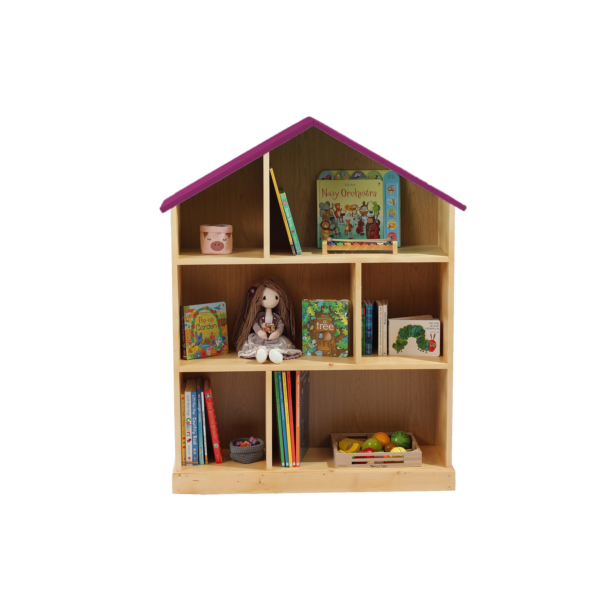 Casuta biblioteca din lemn BookHouse, Lollipop Purple, 130 x 96 x 30 cm