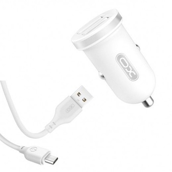 Incarcator auto 2.1A, X.O alb, cu 2 USB si cablu de incarcare Micro USB Incarcator auto 2.1A, X.O alb, cu 2 USB si cablu de incarcare Micro USB