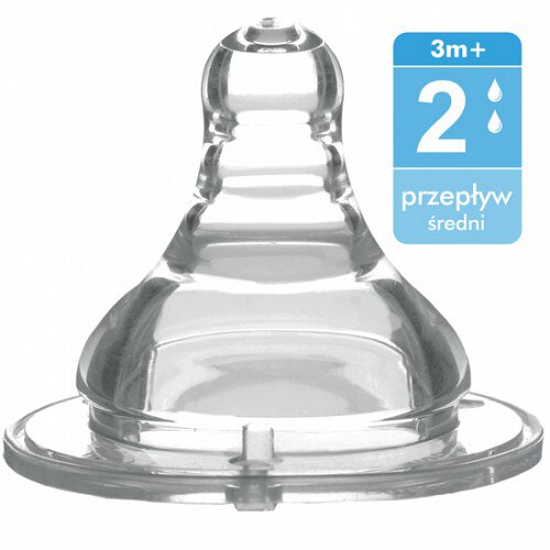 Tetina silicon BabyOno cu gat larg, +3 luni