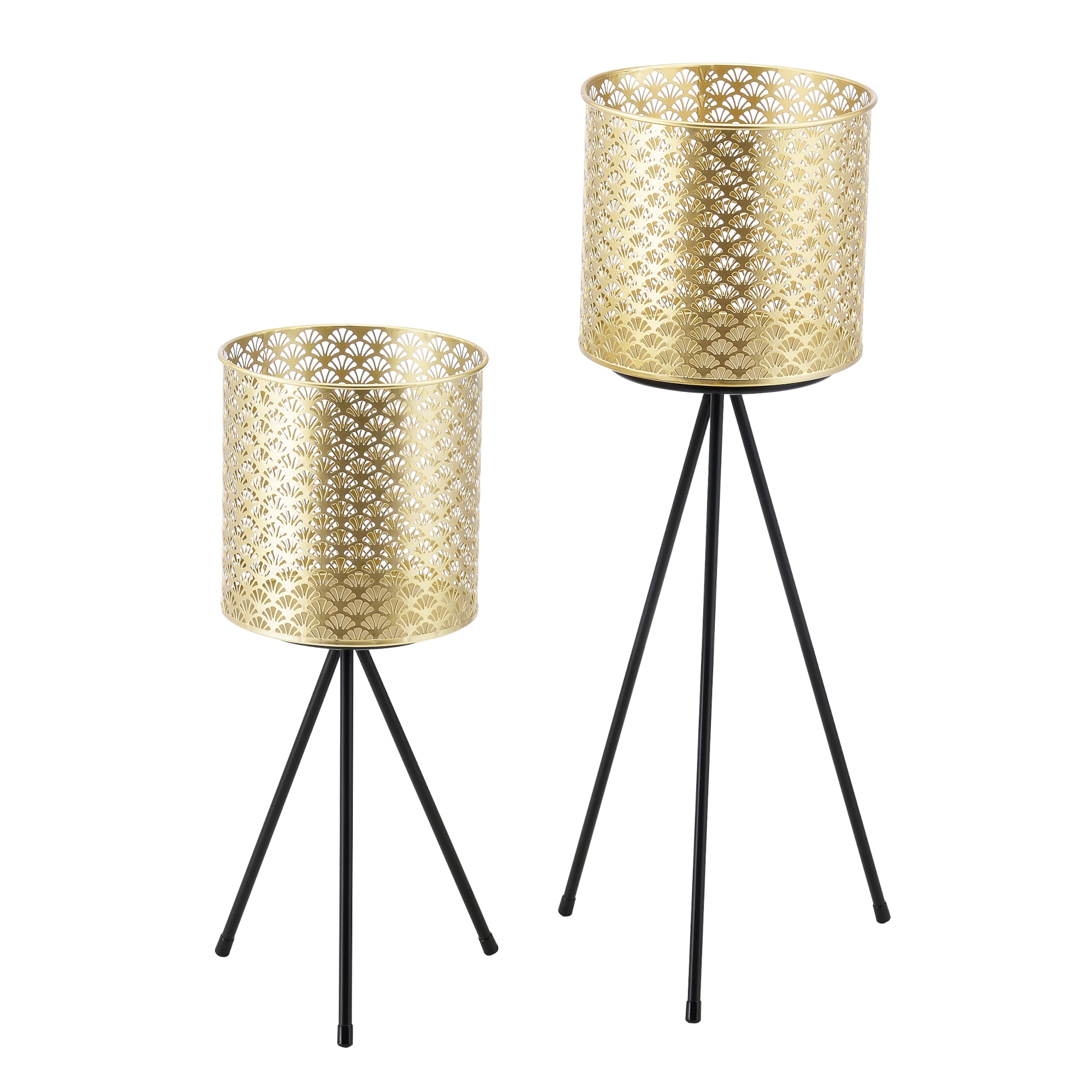 Suport plante 2 bucati ABMM-2162, en.casa, metal, negru/auriu, masuri diferite