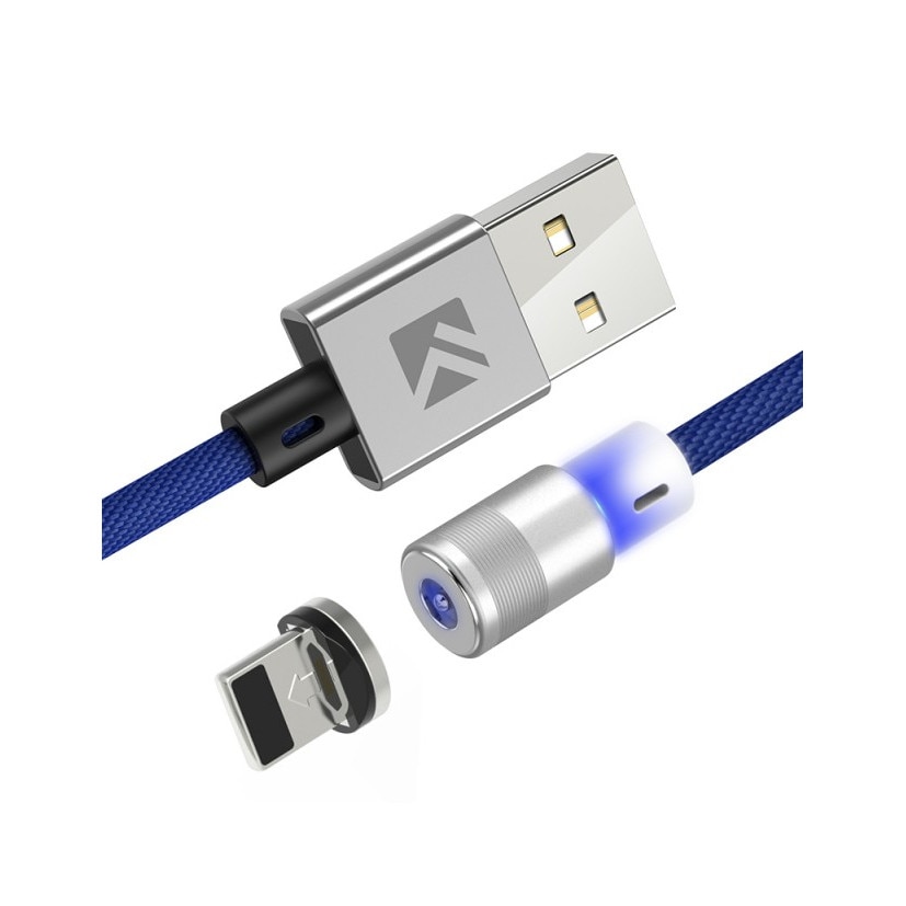 Cablu de incarcare rapida, 2A, conector magnetic, iPhone, 1m, albastru, durabil, Floveme