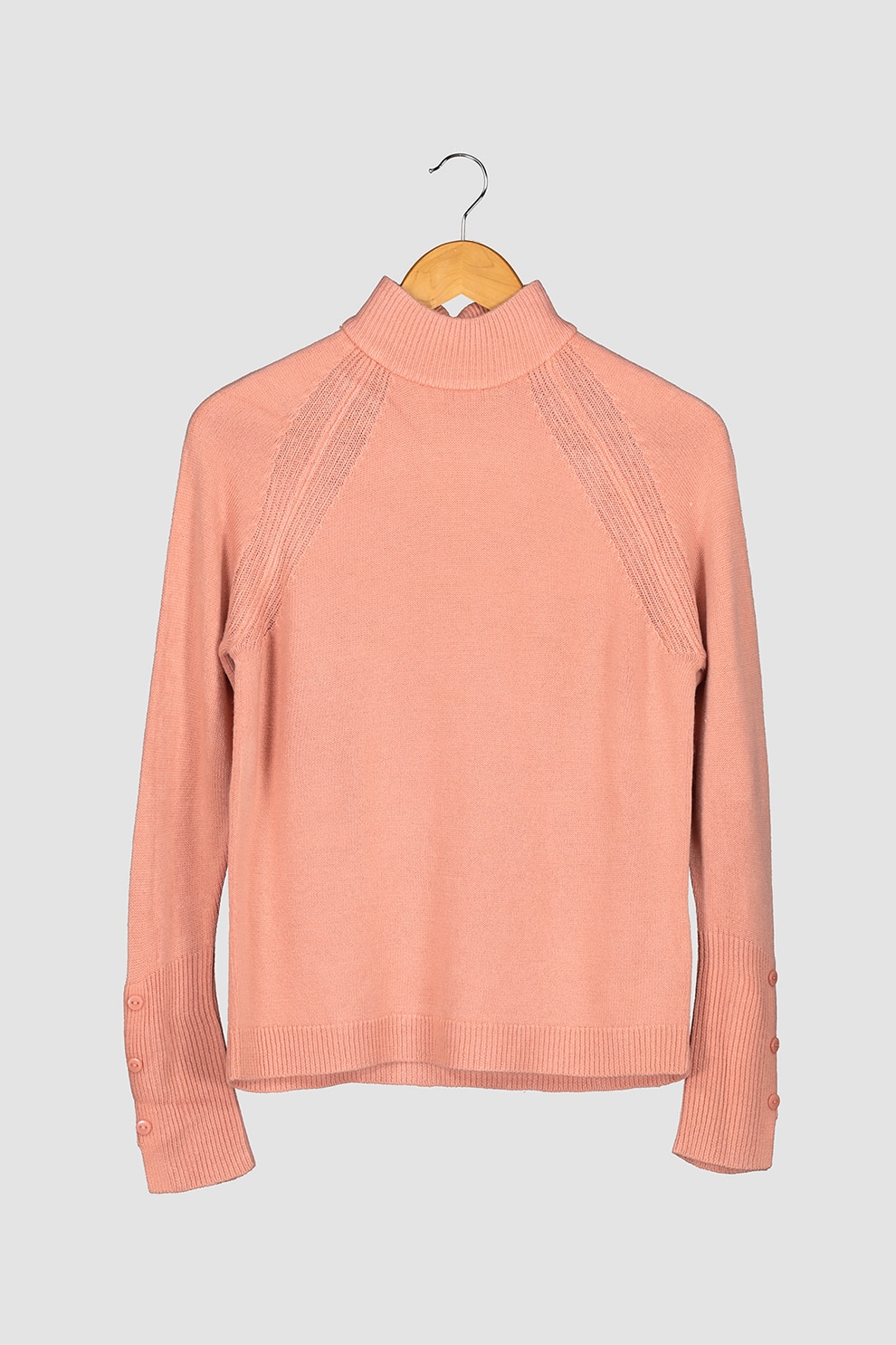 b.young, Pulover cu guler inalt si maneci raglan, Roz prafuit