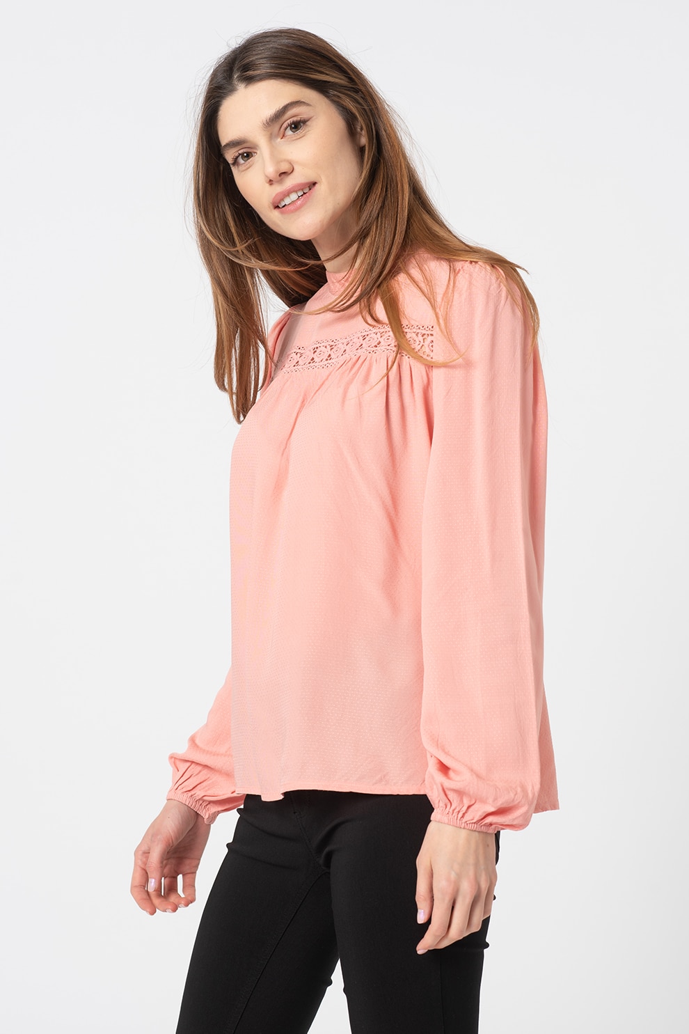 b.young, Bluza tip tunica cu detaliu crosetat Imo, Roz pastel