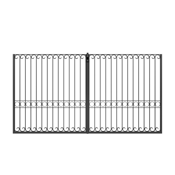 Set 2 bucati Poarta auto, Todome, fier forjat 09, negru, 350 x 180 cm, cu accesorii