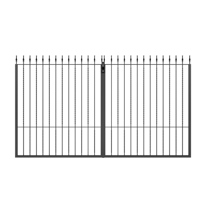 Set 2 bucati Poarta auto, Todome, fier forjat 01, negru, 350 x 180 cm, cu accesorii