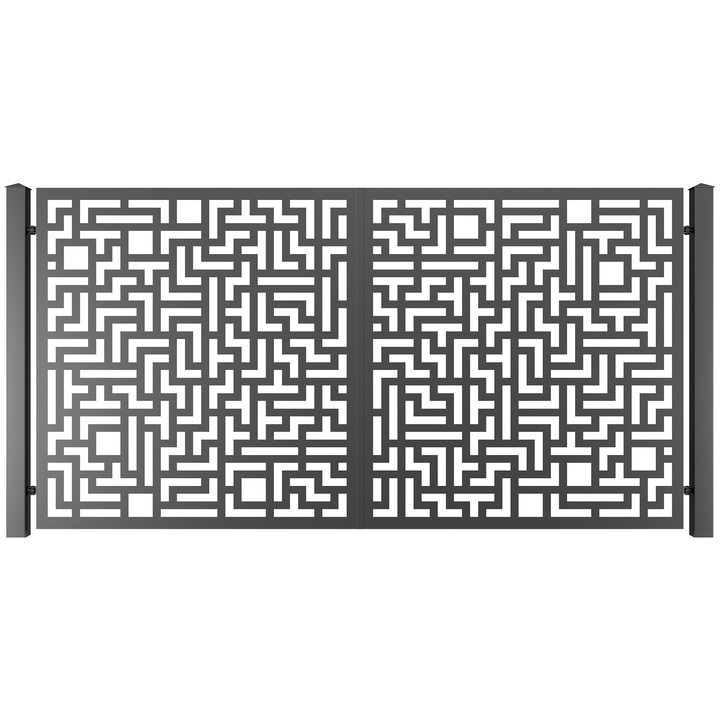 Set 2 bucati Poarta auto, Todome, tabla decupata 25, negru, 350 x 180 cm