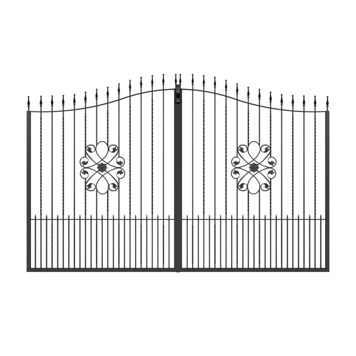 Set 2 bucati Poarta auto, Todome, fier forjat 06, negru, 350 x 180 cm, cu accesorii