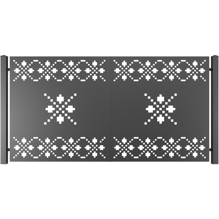 Set 2 bucati Poarta auto, Todome, tabla decupata 28, negru, 350 x 180 cm