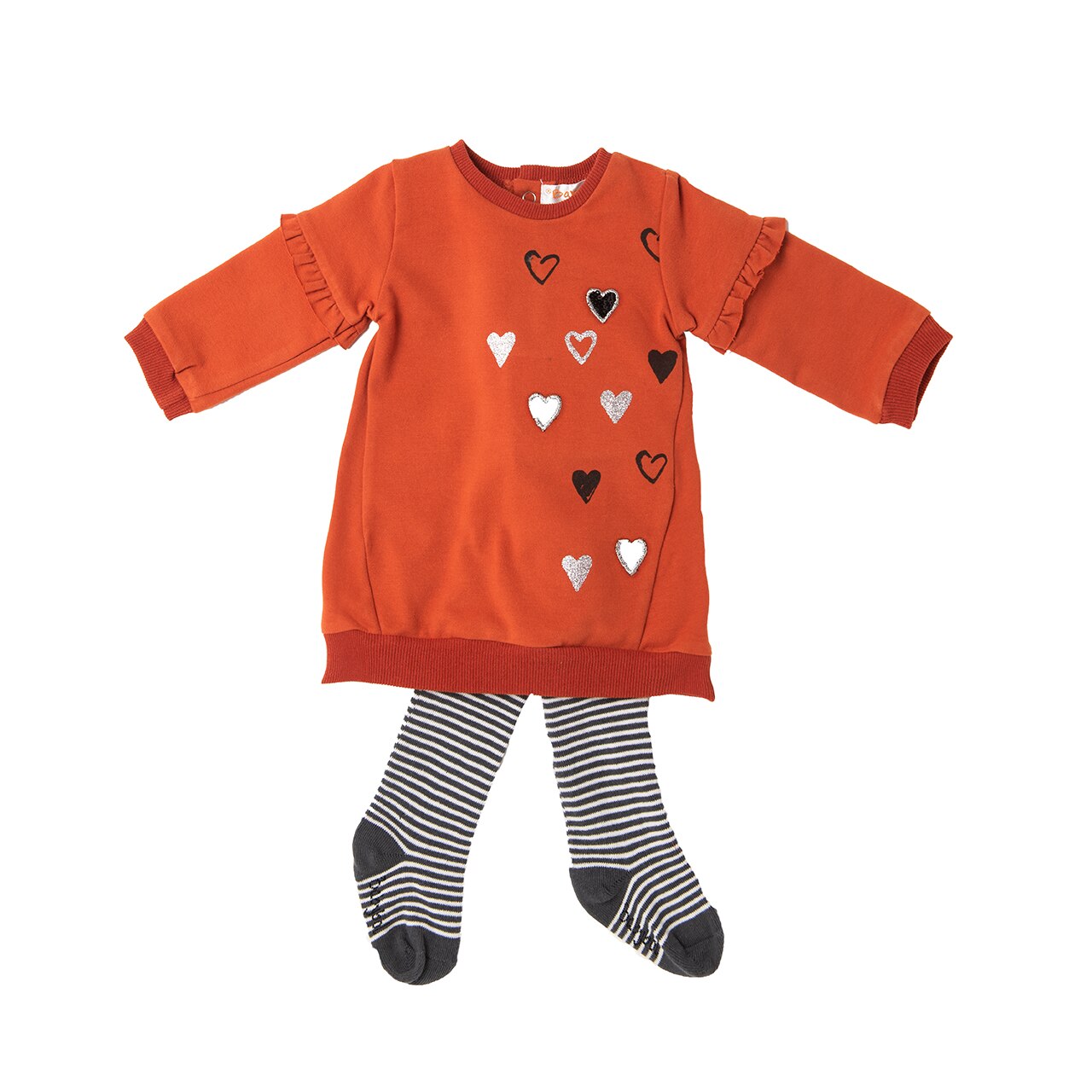 Rochie fete Babybol cu dres, caramiziu