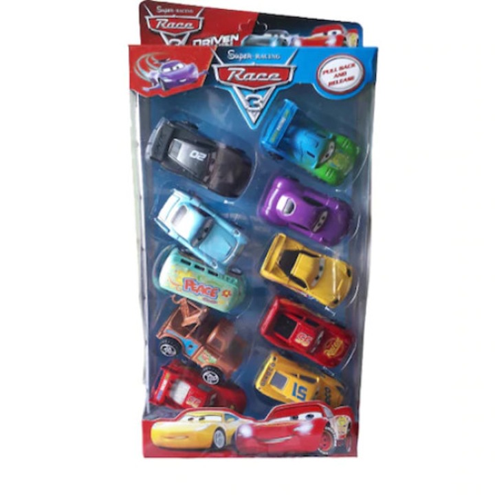 Set de 10 masinute din plastic, cars