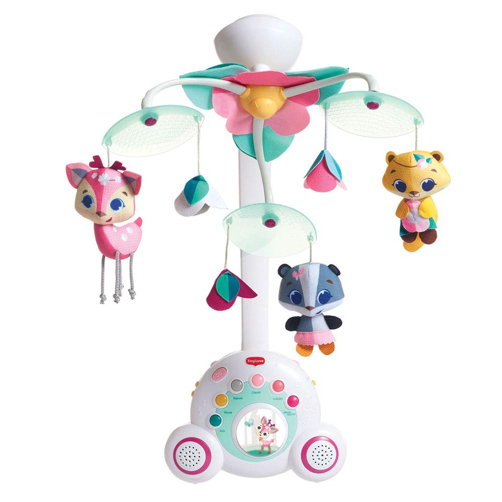 Carusel Muzical pentru Patut Bebelusi, Animal Friends, 16 Categorii Muzicale, Muzica Linistitoare, Sunete din Natura, Jucarii Detasabile, Volum Ajustabil, Portabil, Multicolor