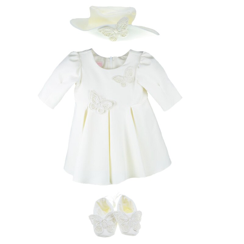 Set 3 piese pentru fete Mini Junior RF-11, Crem, 68 cm