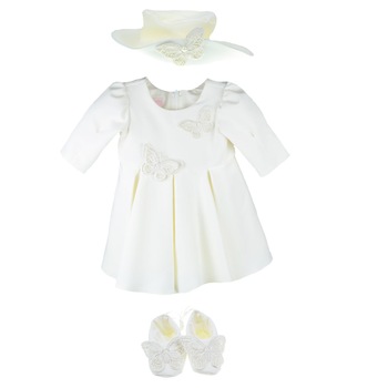 Set 3 piese pentru fete Mini Junior RF-11, Crem, 68 cm Set 3 piese pentru fete Mini Junior RF-11, Crem, 68 cm