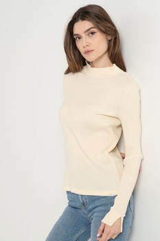 Tom Tailor, Bluza slim fit cu striatii, Crem, 2XL Tom Tailor, Bluza slim fit cu striatii, Crem, 2XL