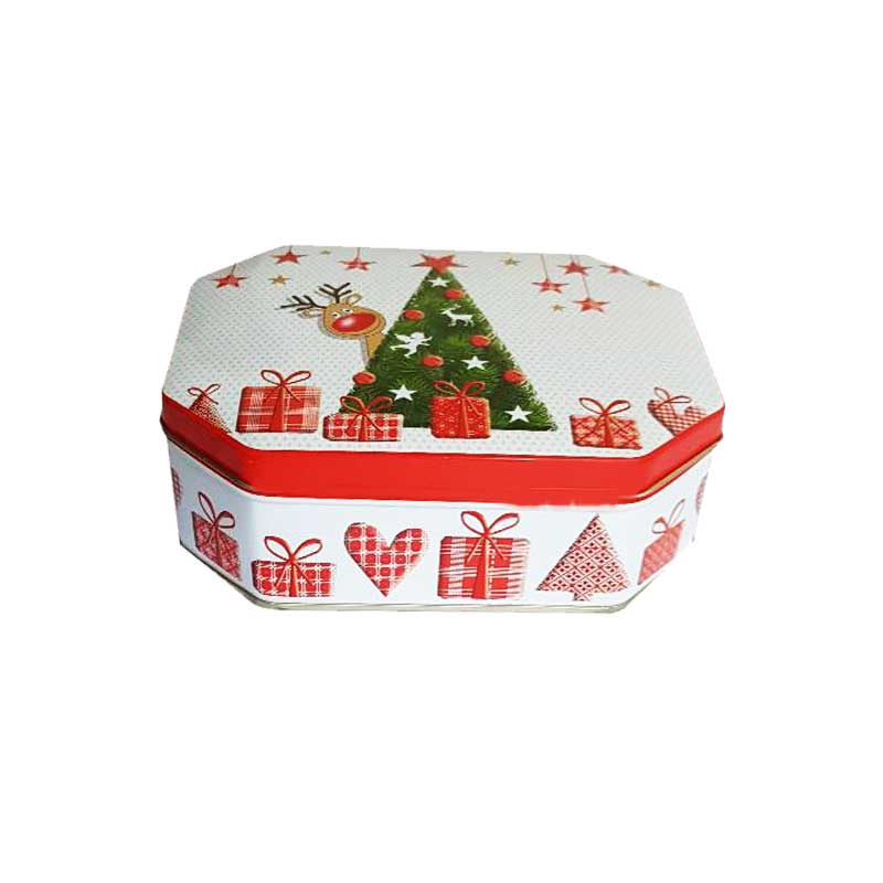 Cutie de Craciun,metalica,hexagonala 14cmx10cmx5cm,Treasure