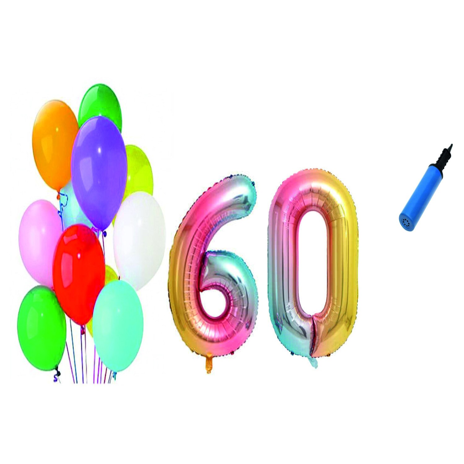 Set 22 baloane aniversare 60 ani , Multicolore