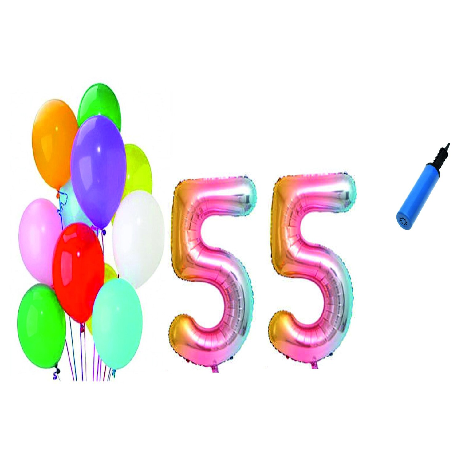 Set 22 baloane aniversare 55 ani , Multicolore