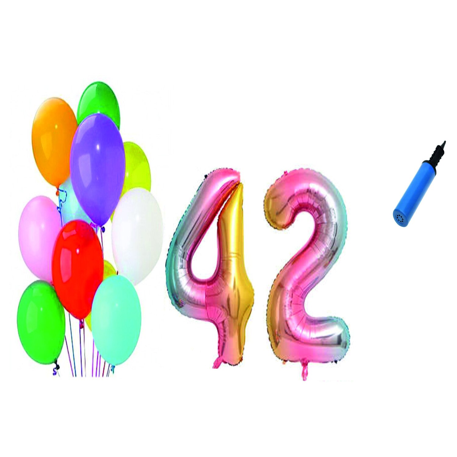 Set 22 baloane aniversare 42 ani , Multicolore