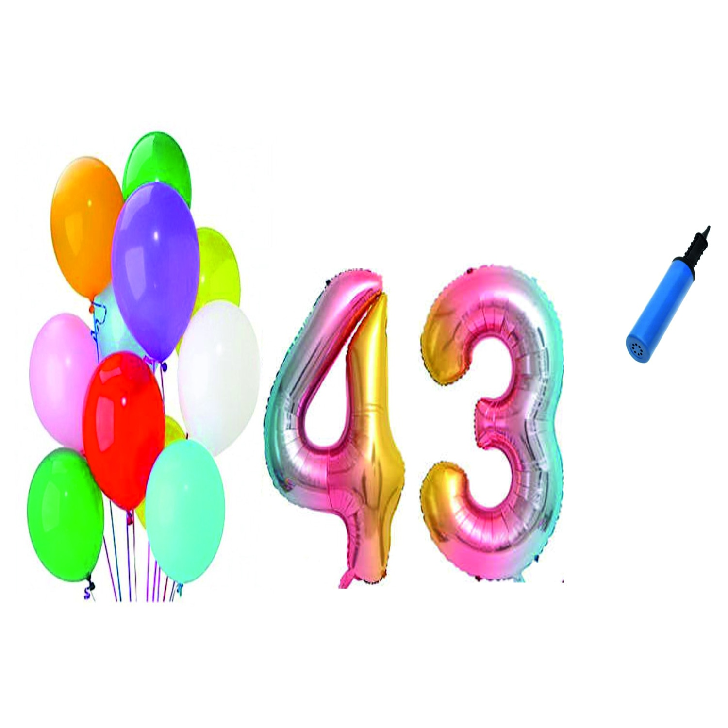 Set 22 baloane aniversare 43 ani , Multicolore