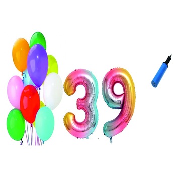 Set 22 baloane aniversare 39 ani , Multicolore Set 22 baloane aniversare 39 ani , Multicolore