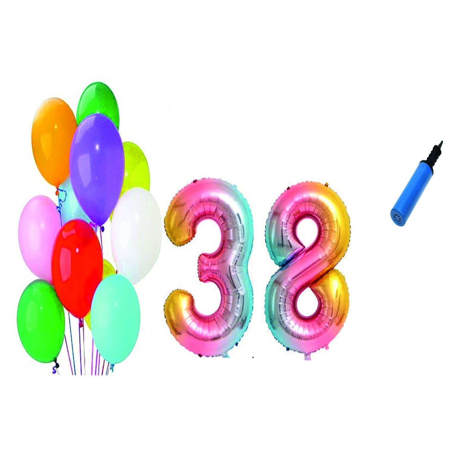 Set 22 baloane aniversare 38 ani , Multicolore