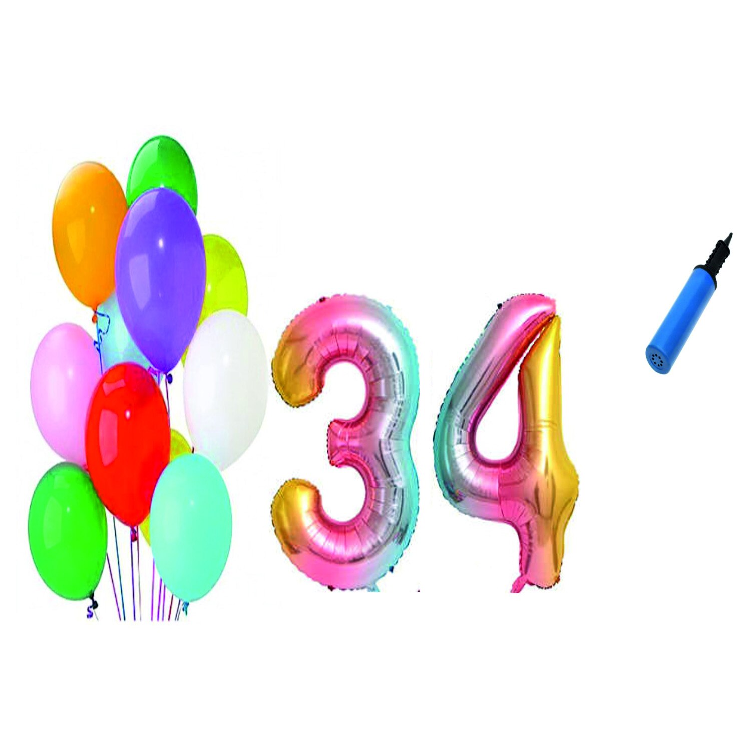 Set 22 baloane aniversare 34 ani , Multicolore