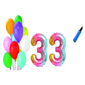 Set 22 baloane aniversare 33 ani , Multicolore Set 22 baloane aniversare 33 ani , Multicolore