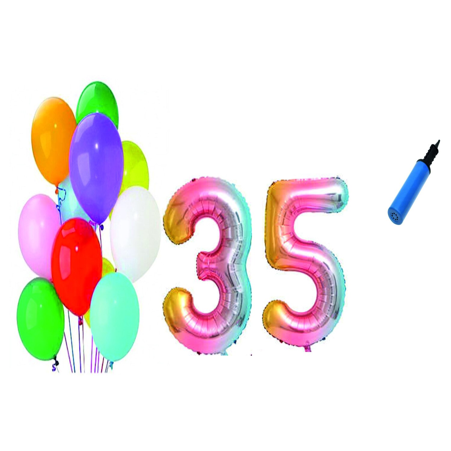 Set 22 baloane aniversare 35 ani , Multicolore