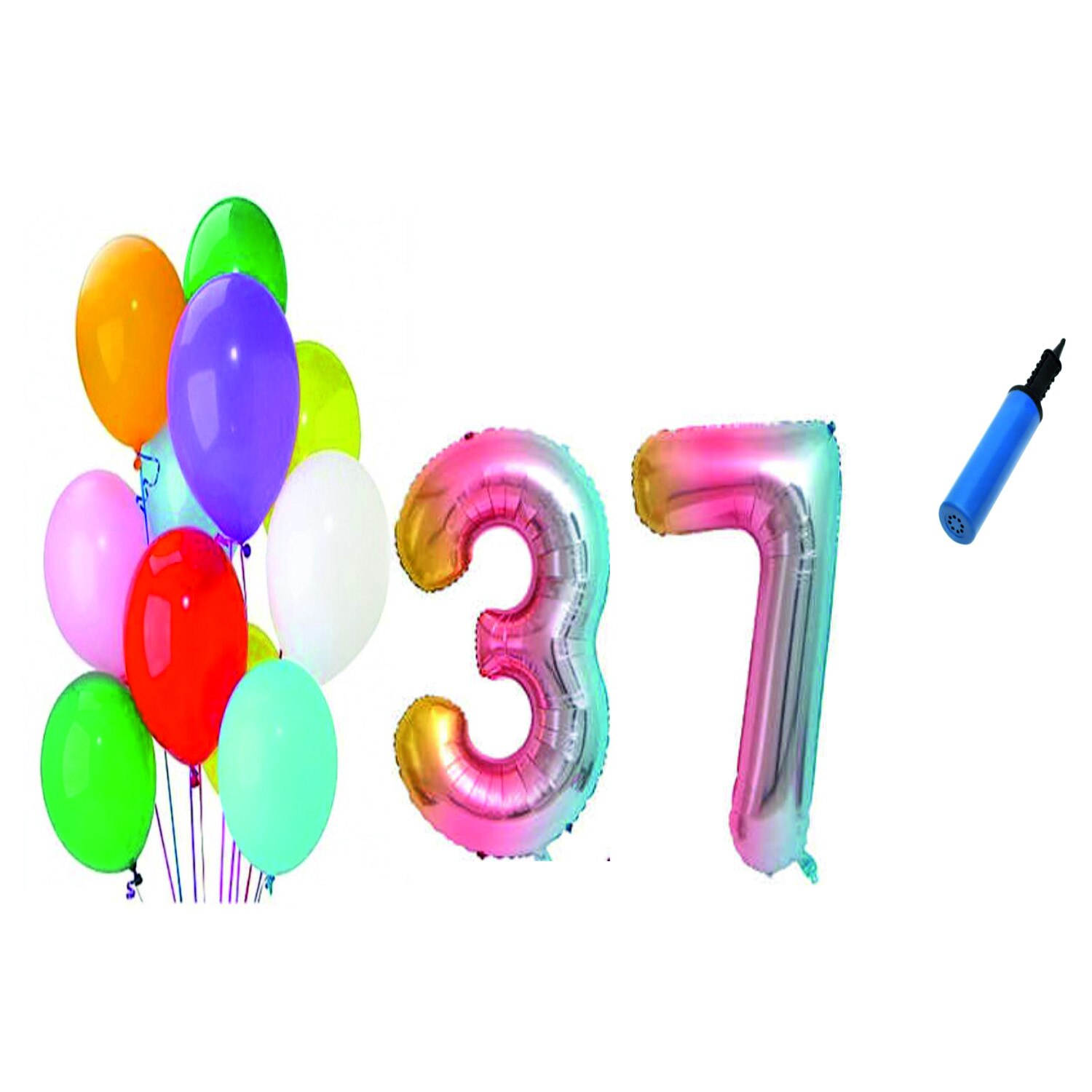 Set 22 baloane aniversare 37 ani , Multicolore