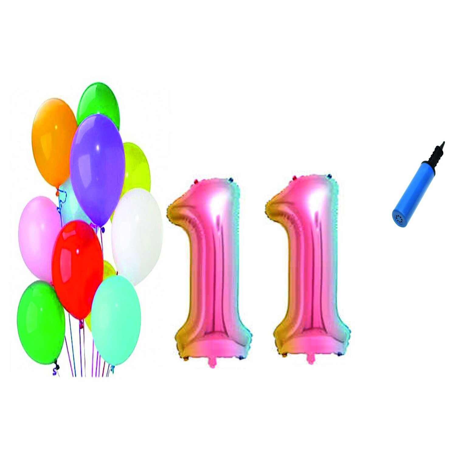 Set 22 baloane aniversare 11 ani , Multicolore
