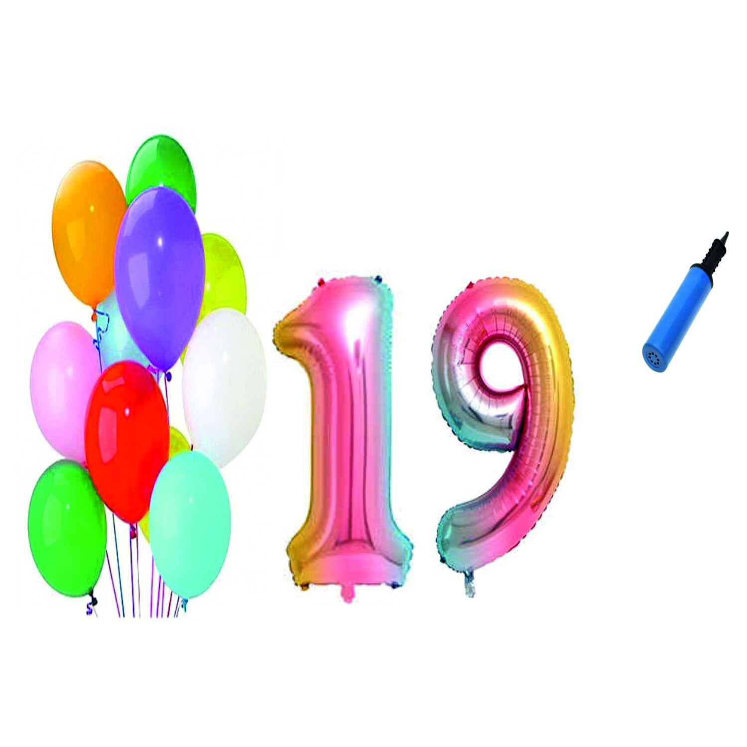Set 22 baloane aniversare 19 ani , Multicolore